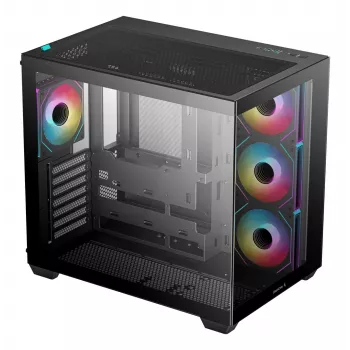 Caja de PC DeepCool CG530 4F semitorre negra — cristal templado, ATX/ITX/Micro ATX, 3 ventiladores de 120mm, USB-C