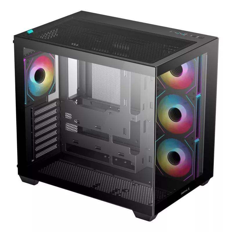 Caja de PC DeepCool CG530 4F semitorre negra — cristal templado, ATX/ITX/Micro ATX, 3 ventiladores de 120mm, USB-C
