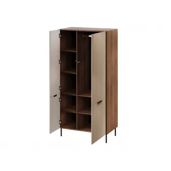Armario Cama Meble ALMERA Cama 5 90x52x185 cm, marco nogal, puertas cashmere, 6 baldas