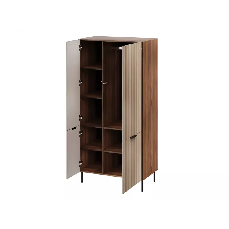 Armario Cama Meble ALMERA Cama 5 90x52x185 cm, marco nogal, puertas cashmere, 6 baldas