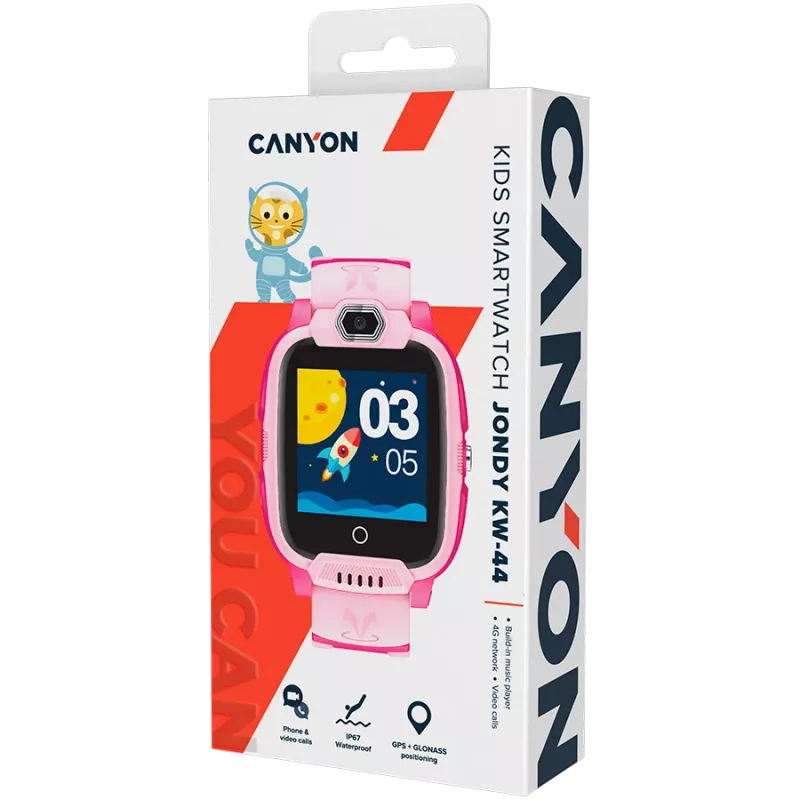 Reloj infantil CANYON Jondy KW-44 4G cámara GPS música rosa