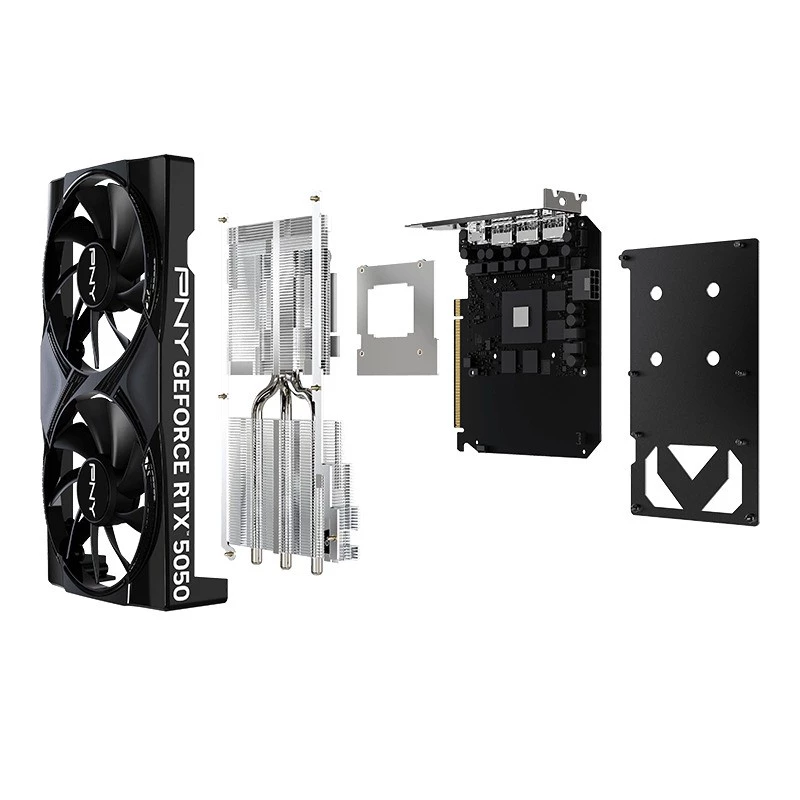 Tarjeta gráfica PNY GeForce RTX 5050 – 8 GB GDDR6, 2317 MHz, 128 bits, PCIe x8 5.0, refrigeración de doble ventilador
