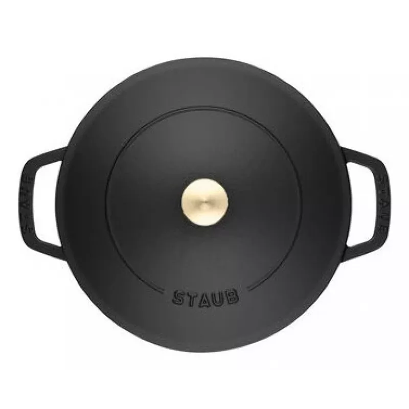 Staub Chistera 40511-472-0 olla asadora 28 cm, redonda, de hierro fundido, 3,7 l, negra