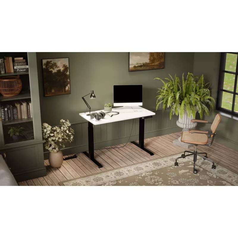 Cama Meble MOON escritorio eléctrico regulable en altura 121x67x72-120 cm, negro/blanco
