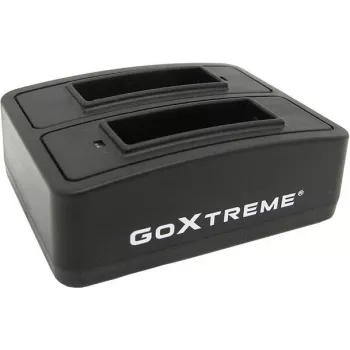 Estación de carga de baterías GoXtreme Dual Vision 4K – cargador de doble bahía para baterías de cámara de acción, modelo 01492