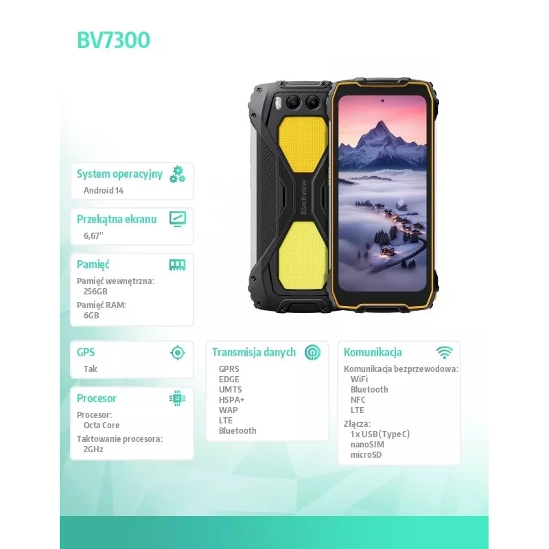 Smartphone Blackview BV7300 6GB/256GB amarillo