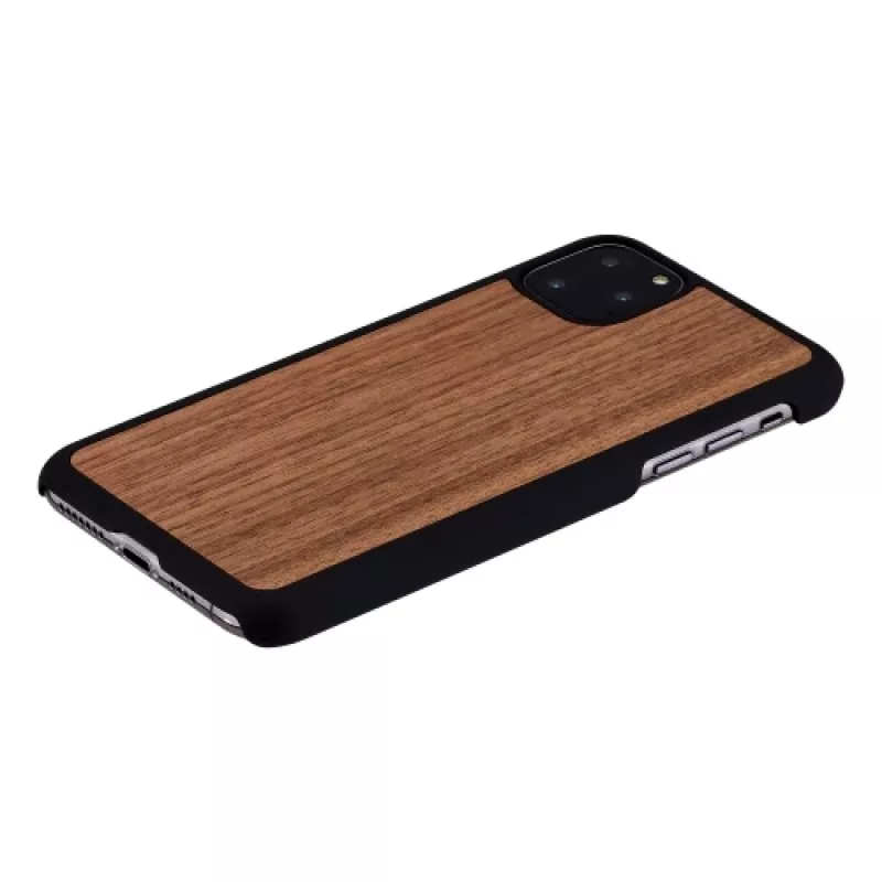 Funda para smartphone man and wood para iPhone 11 Pro Max — nogal negro, parte trasera de madera, marco protector