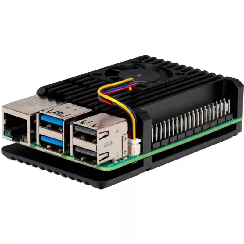 Joy-IT Armor Case BLOCK ACTIVE carcasa SBC compatible con placas de desarrollo Raspberry Pi (RB-AlucaseP5-07FAN)