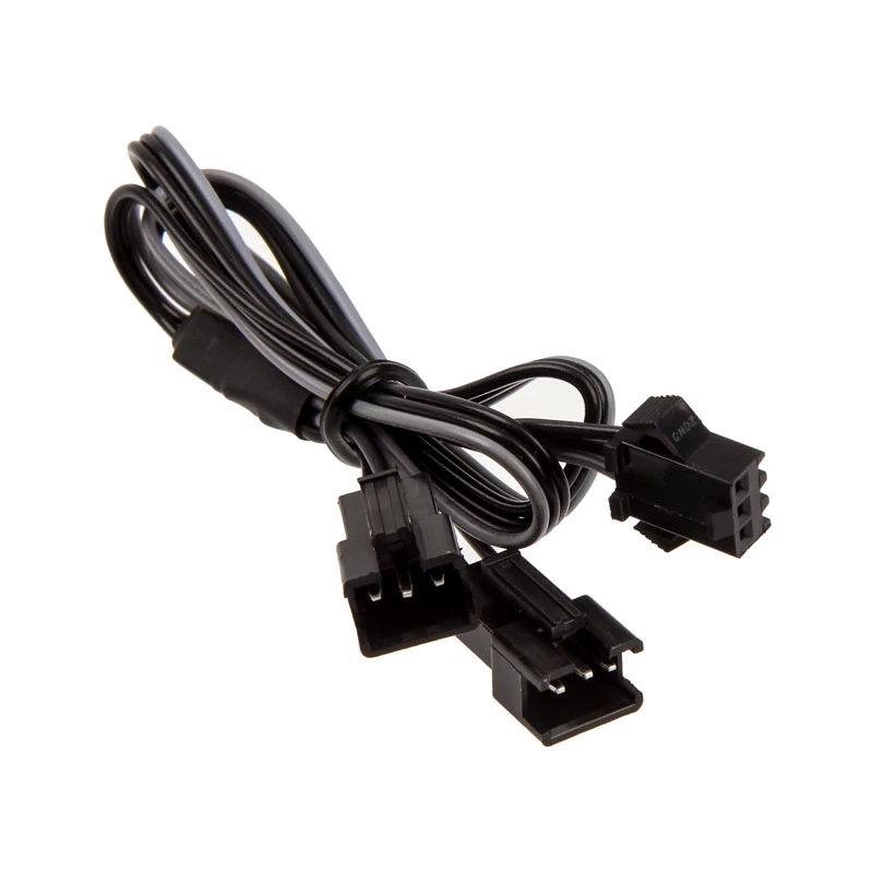 Cable de alimentación interno PHANTEKS PH-CB-DRGB3P — 3 pines a 2× Molex (3 pines), negro/gris