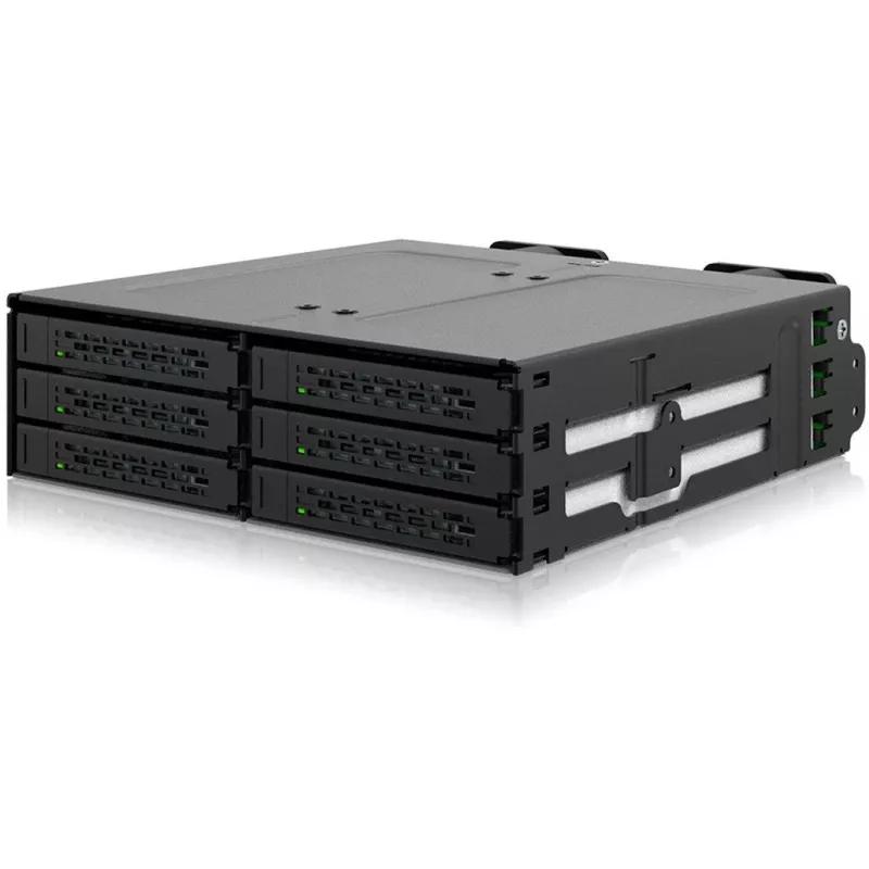 Icy Dock ToughArmor MB118VP-B - carcasa de almacenamiento - 6 x SSD U.2/U.3 NVMe, rack móvil para bahía de 5,25, con SlimSAS SFF-8654 8i - 2.5 (6.4 cm)