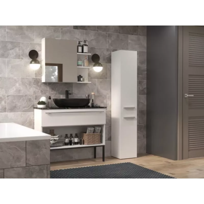 Armario de baño de pie Top e shop NEL II BIEL — de pie, 5 baldas, 310×300×1740 mm, blanco