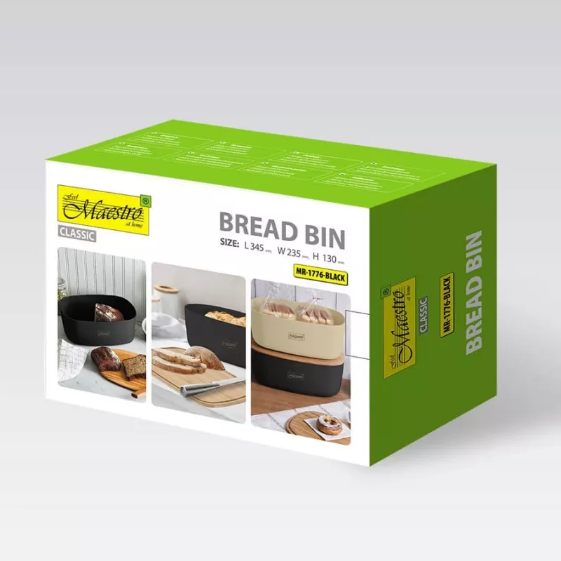 Panera Maestro MR-1776-Negro para la encimera, carcasa de plástico con tapa de madera, 345×235×130 mm