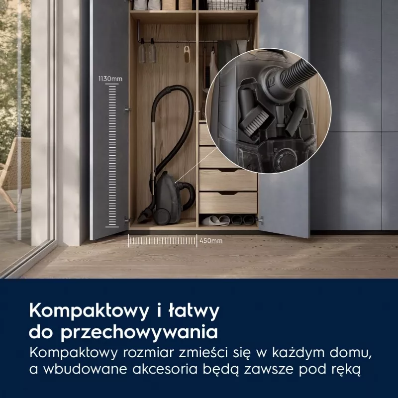 Aspirador de tambor Electrolux EB31C1DB 750 W, bolsa de 3 litros, filtro HEPA, tubo telescópico de acero