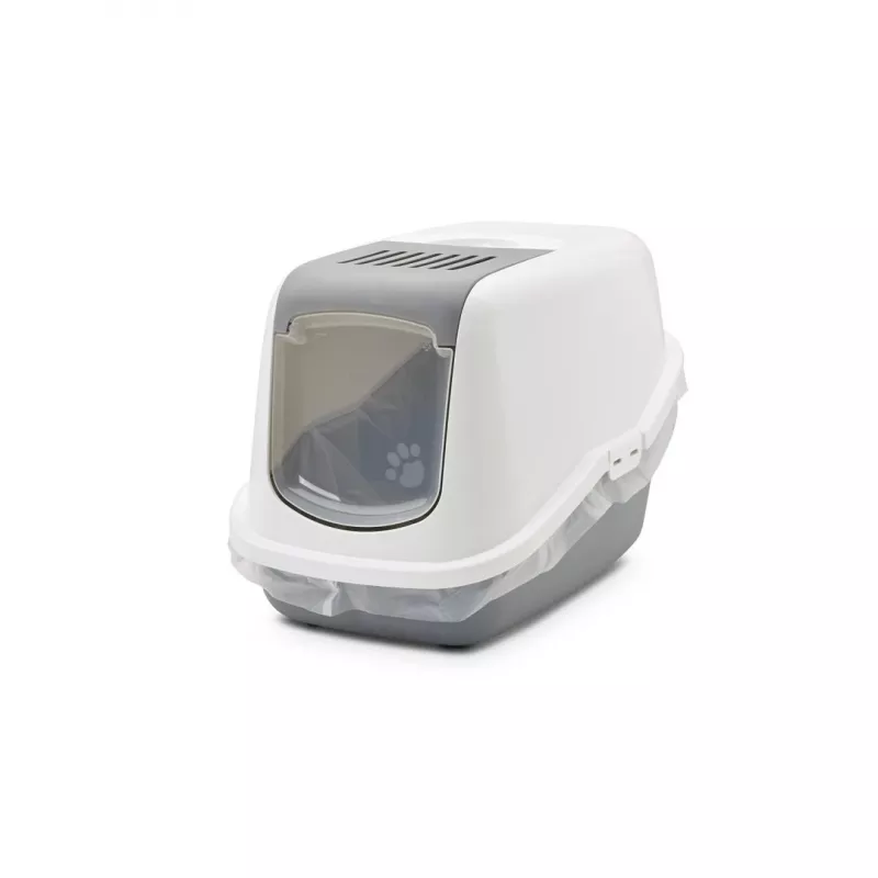 SAVIC Nestor Blanco-Gris - Arenero con tapa - 56x39x38,5 cm - 1 unidad