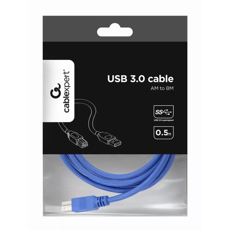 Gembird - Cable USB - USB Type-A (M) a USB Type-B (M) - USB 3.0 - 1,8 m - Moldeado - Azul
