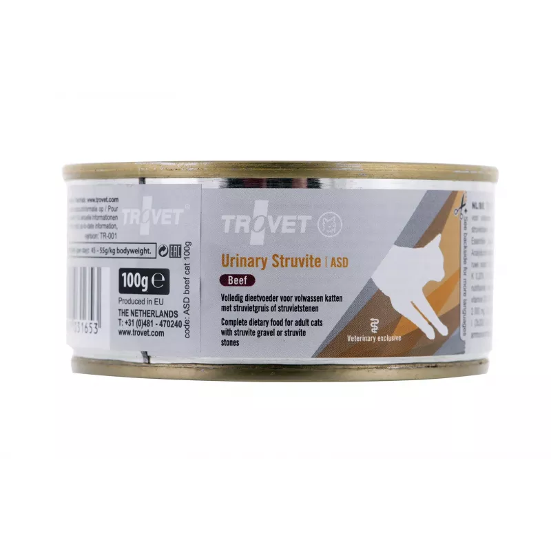 Comida húmeda para gatos TROVET 100 g — ternera, adultos, soporte renal, humedad 76%, proteína 9,7%, grasa 6,3%