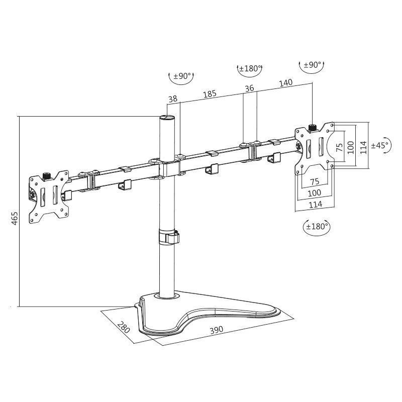 Soporte para monitor LogiLink BP0045 81,3 cm (32 pulgadas) sobremesa negro acero inoxidable