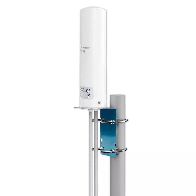 Antena exterior omnidireccional 4G LTE QOLTEC 57044, 5 dBi, 600–2700 MHz, 50 W, 50 Ω, carcasa de cobre blanca