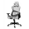 Silla gaming Huzaro Force 6.2 con asiento envolvente gris, blanca