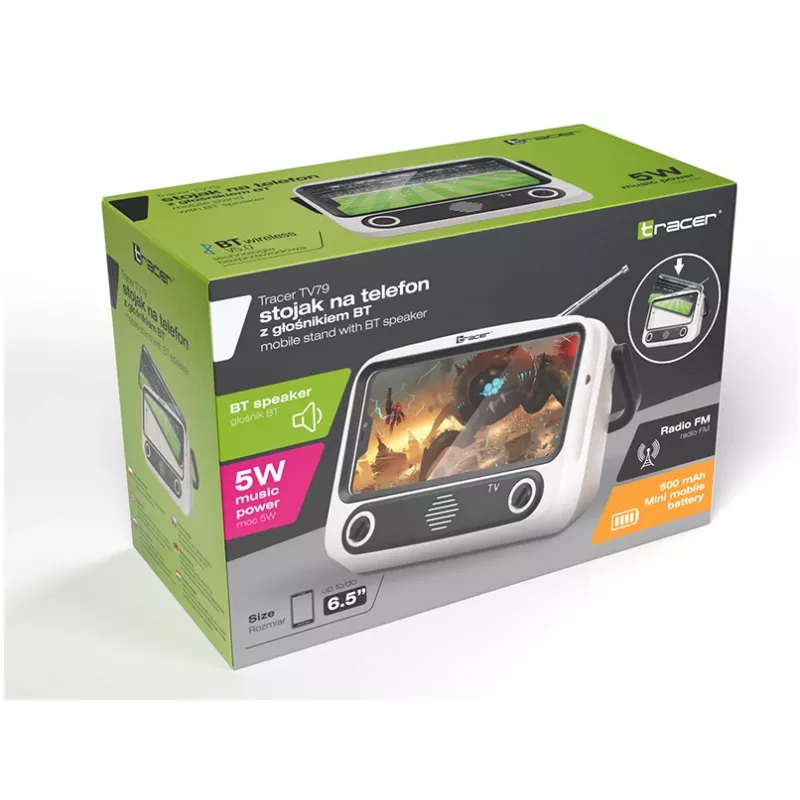 Soporte móvil TRACER T-MLX48046 con altavoz Bluetooth, soporte ajustable para teléfono/tableta