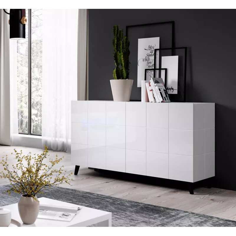 Aparador Cama 2D REJA blanco brillante/blanco brillante