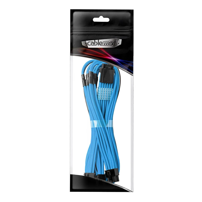 Cable CableMod RT-Series Pro ModMesh 12VHPWR a 3× PCIe 60 cm azul claro