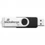 MEDIARANGE MR931-2 - 16 GB - USB Type-A / Micro-USB - 2.0 - 15 MB/s - Anillo giratorio - Plata - Negro