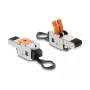 Conector macho RJ45 DELOCK con cierre de presión de 2 polos +/− sin herramientas, conexión Composite Power, conector macho, negro/acero inoxidable