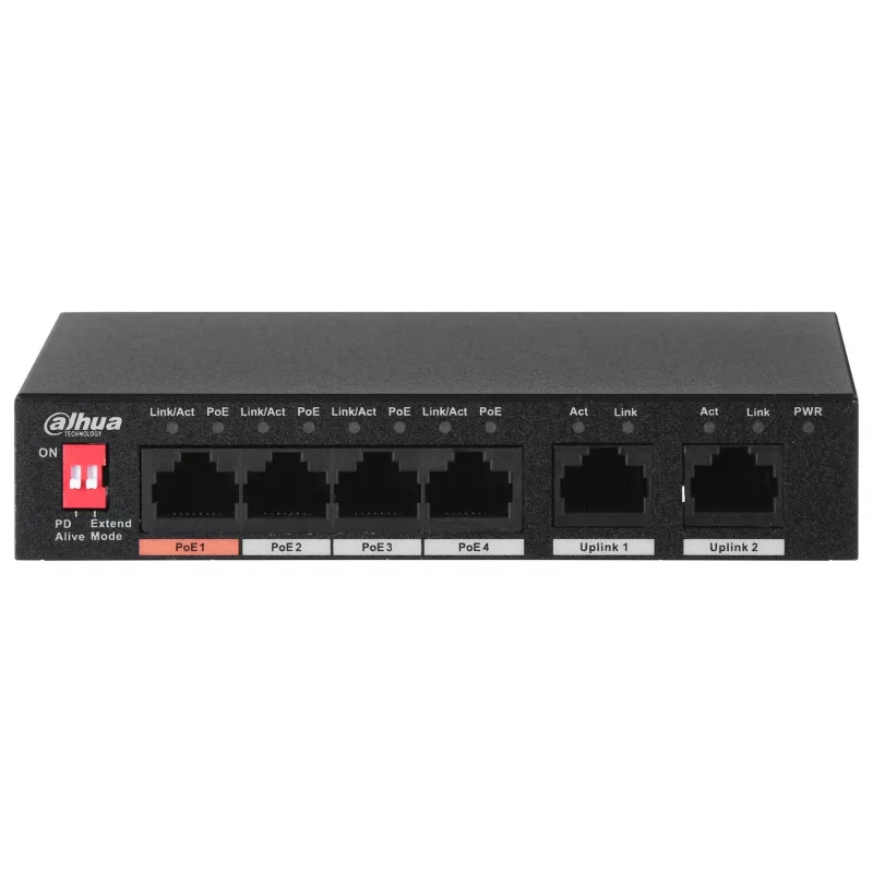 Dahua Technology PFS3006-4ET-60 Unmanaged L2 Fast Ethernet (10/100) Power over Ethernet (PoE) negro