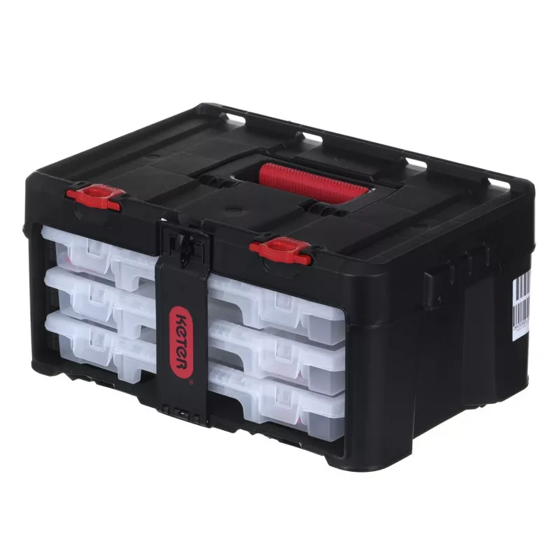 Caja de herramientas KETER Stack'N'Roll (17210831/253380) con 3 organizadores negra