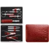 Zwilling Classic set de manicura de acero inoxidable – estuche de cuero, 10 piezas - rojo