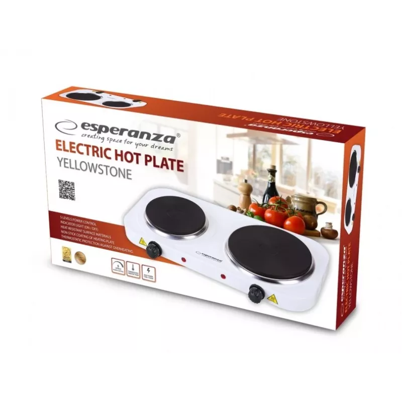 Esperanza EKH014W cocina eléctrica 2 zonas de cocción blanca