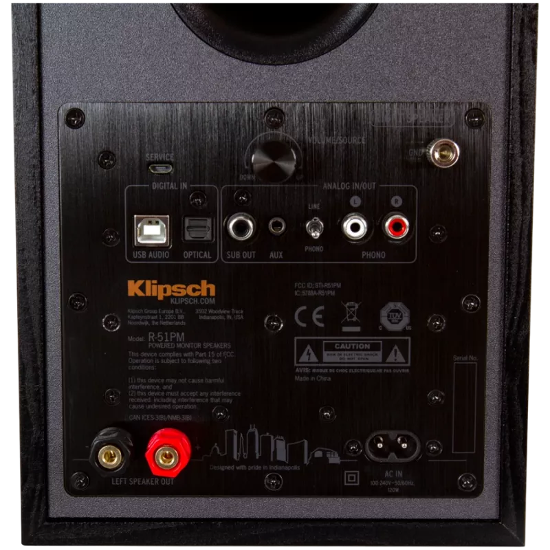 Altavoz de estantería activo KLIPSCH R-51PM — con cable e inalámbrico, 120 W, negro/cobre