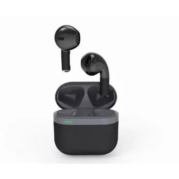 Auriculares Bluetooth GEMBIRD TWS-02-BK, In-Ear TWS, negro/gris, hasta 5 h de reproducción, micrófono integrado, estuche de carga
