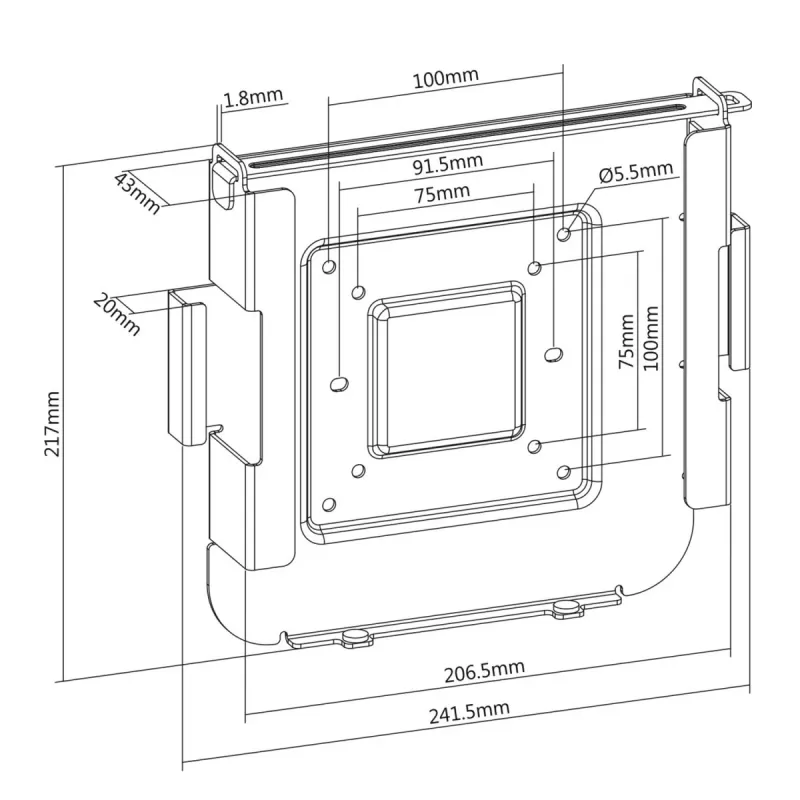 Soporte de pared/monitor MACLEAN MC-473 VESA 75x75 100x100 compatible con Mac Mini (2014 y posterior)