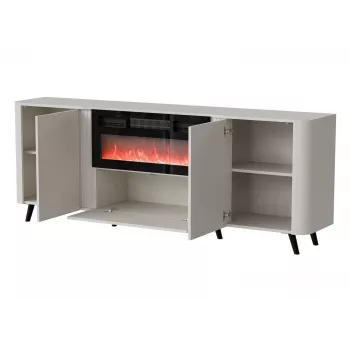 Cómoda Cama Meble Volare 200 x 39 x 75 cm, acabado cashmere, cuerpo de aglomerado, chimenea integrada
