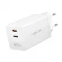 Adaptador de toma USB doble 65W, 2xUSB-C, blanco