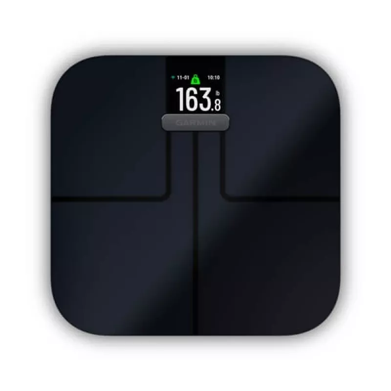Báscula de personas electrónica GARMIN Index S2 — negra, máx. 181,4 kg, Wi-Fi/Bluetooth, composición corporal