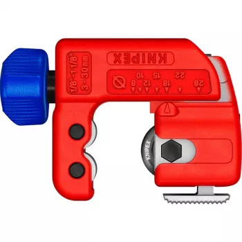 Cortatubos Knipex TubiX S 3–30 mm, herramienta de corte compacta para tubos de metal y plástico