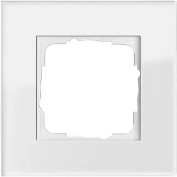 Placa embellecedora de cristal GIRA Esprit Glass blanco, sin tornillos, 95×95×9,85 mm
