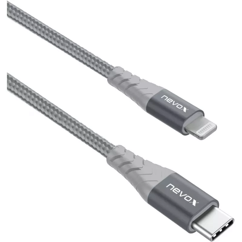 Cable adaptador USB 2.0, conector macho USB-C > conector macho Lightning (plateado/gris, 1 metro, PD, recubierto)