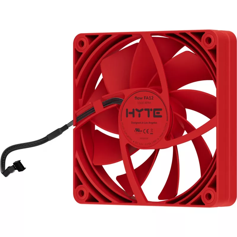Ventilador de refrigeración para ordenador HYTE FA12-RR-4 120 mm, 1500 rpm, 72 m³/h, 1,6 mmH2O, rodamiento fluido dinámico, rojo, pack de 4