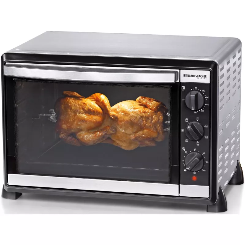 Mini horno Rommelsbacher BG 1805/E acero inoxidable – 42 L, 80–230 °C, 7 modos, rotisserie