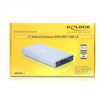 DeLOCK 8,90 cm (3.5) carcasa externa SATA HDD a USB3.0 - Carcasa de almacenamiento - 8,9 cm (3.5) - S-ATA2 - 300MBps - SuperSpeed USB (42478)