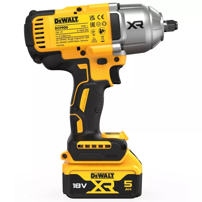 Llave de impacto DeWALT DCF900P2T-QW 1/2 inch sin escobillas 18 V, 1898 N·m, batería de 5 Ah, 2 baterías, cargador, maletín
