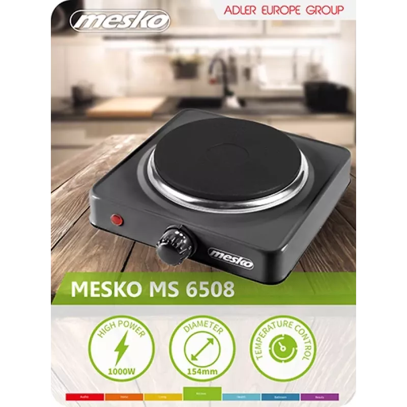 Placa de cocina Mesko Home MS 6508 negra de sobremesa placa vitrocerámica 1 zona(s)