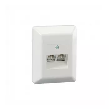 Rutenbeck UAE 8/8 (8/8) Ap rw - Toma de pared - CAT 3 - RJ-45 X 2 - blanco puro, RAL 9010 (pack de 10)