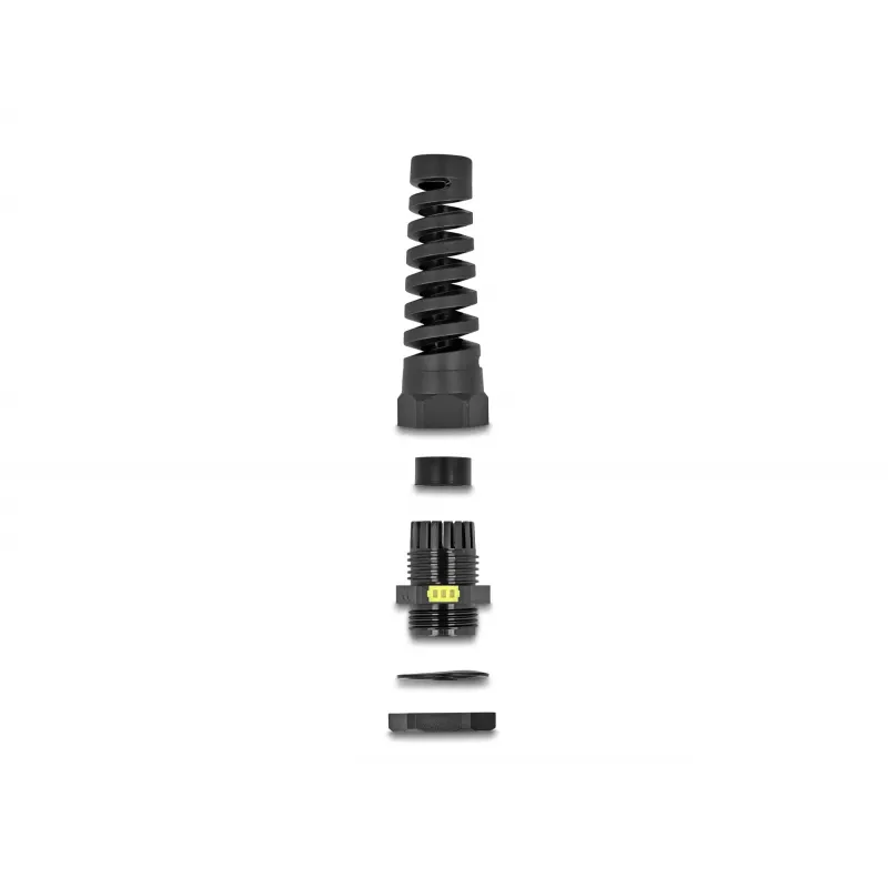 Prensaestopas DeLOCK M12 con ventilación y alivio de tracción IP68 negro 2 uds.