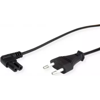 VALUE Cable de alimentación conector macho plano europeo a C7 acodado, 2 polos, negro, 1,8 m