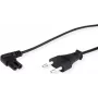 VALUE Cable de alimentación conector macho plano europeo a C7 acodado, 2 polos, negro, 1,8 m
